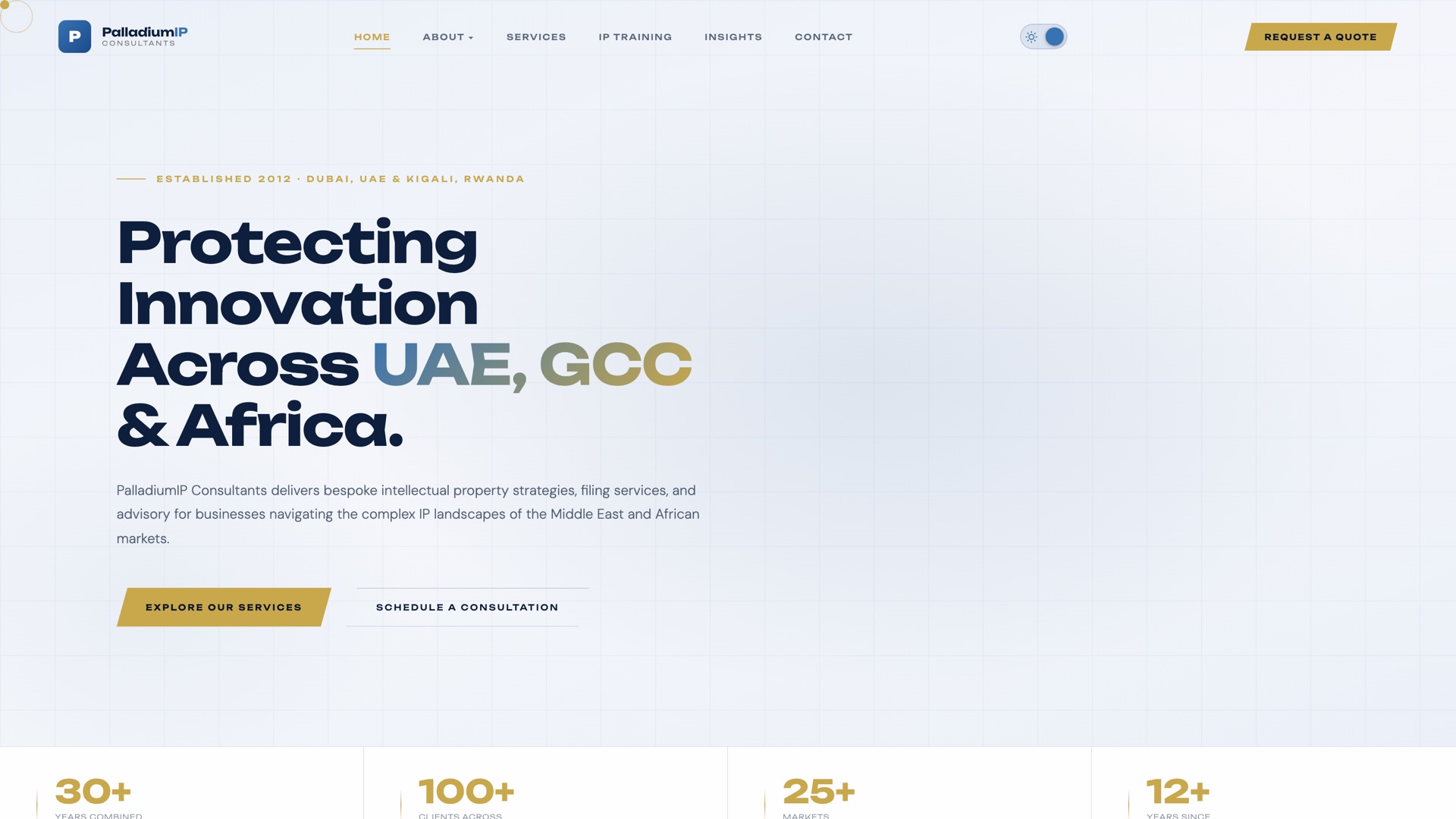 Palladium IP Consultants — live site